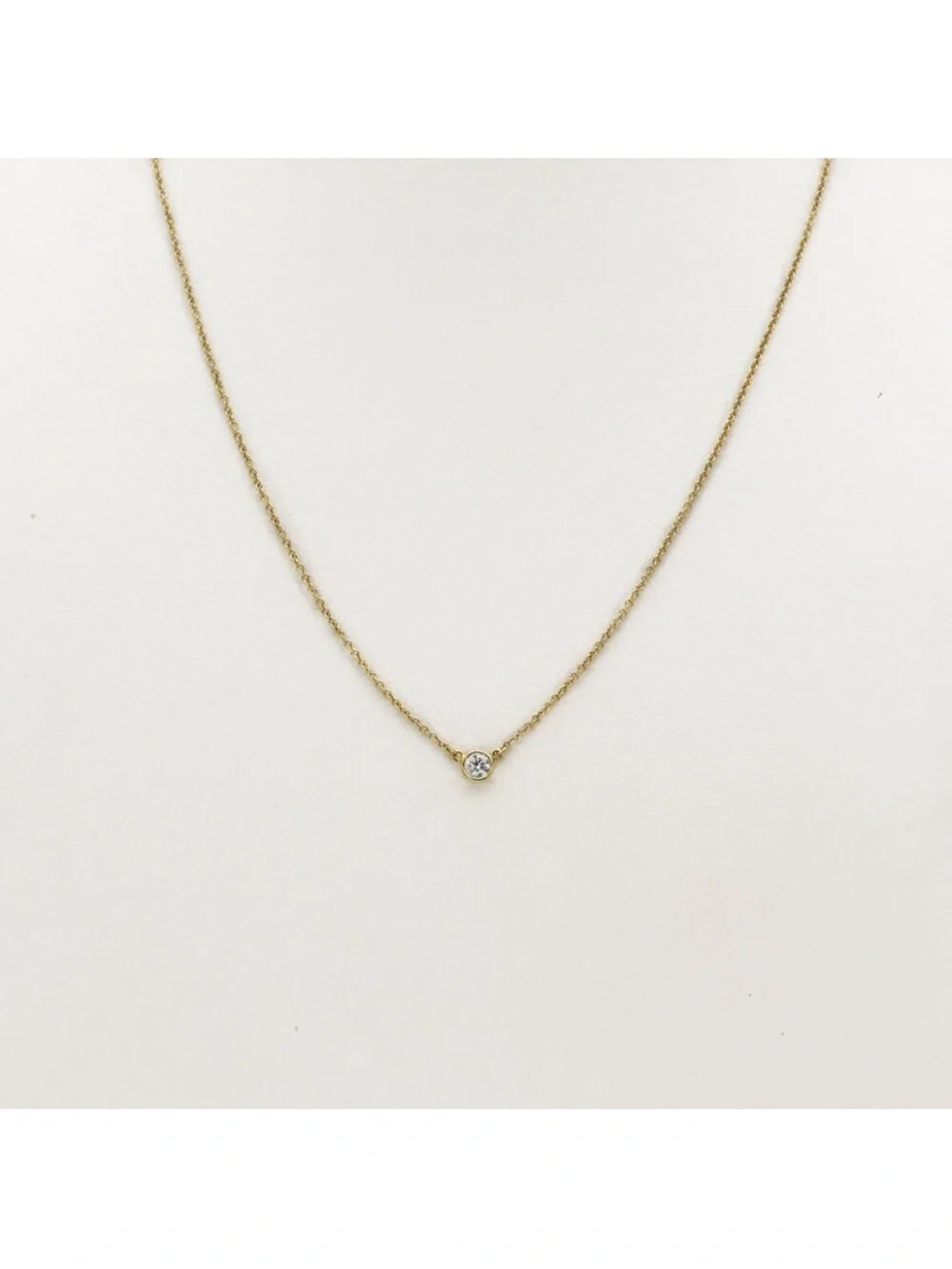 Tiffany & Co. Authentic Diamonds by the Yard Solitaire Necklace 18K Yellow Gold